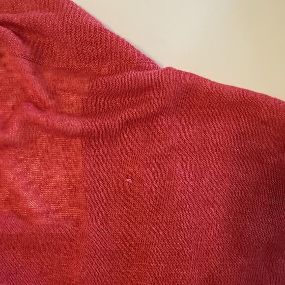 Eileen Fisher Linen Open Cardigan Red Womens Size Small Sheer Lightweight Travel - Picture 9 of 9